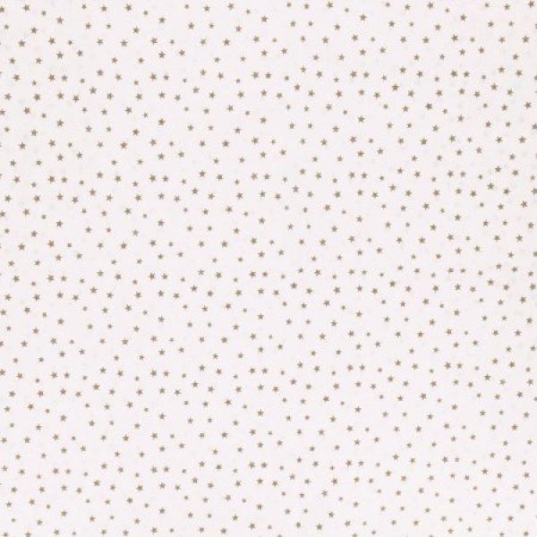 Baumwolle Druck Sternchen Beige auf Weiß